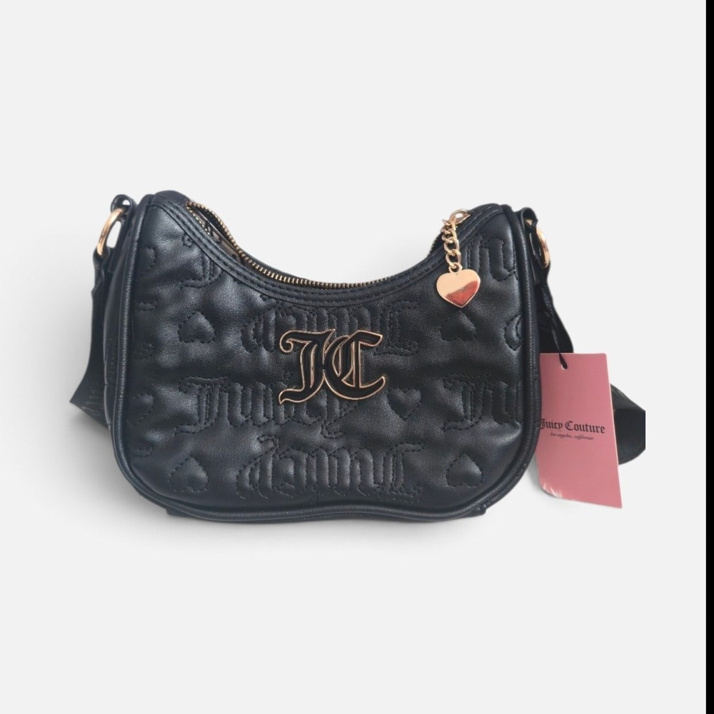 Juicy Couture NWT Black Liquorice Pink League Hobo Bag Crossbody 11JCCS3BU-LJL
